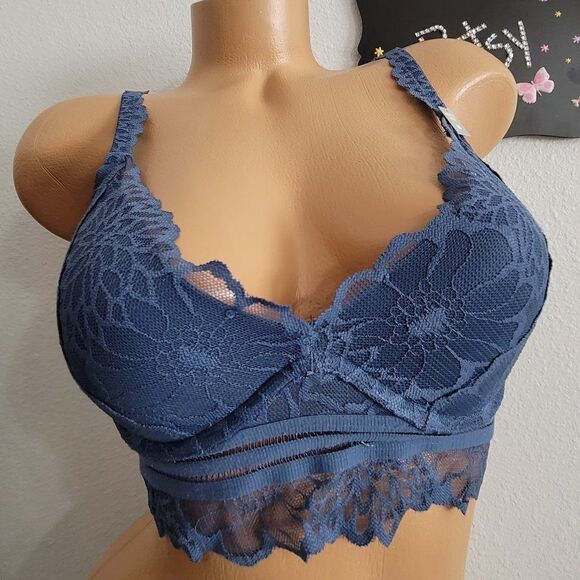 1147 MEDIUM Victoria's Secret PINK Light Lined Floral Lace Bralette NWT - Picture 2 of 6